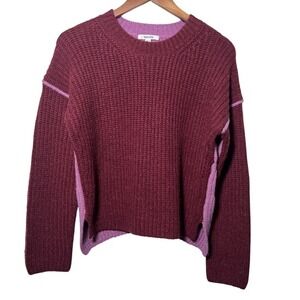 Splendid Colorblock Knit Sweater Small | Maroon Lavender‎ Cozy Chunky Knit